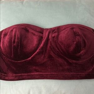 Red Velvet Crop Top with Sweetheart Neckline